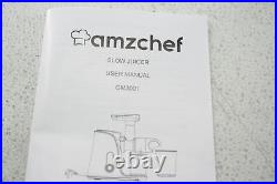 AMZCHEF GM3001 Black Grey Slow Masticating Juicer Machine w Two Speed Modes