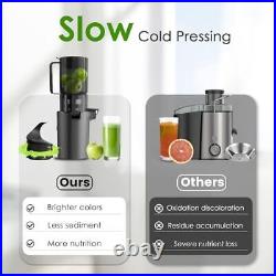Masticating Juicer Machines, Slow Cold Press Juicer with Extra Wide Feed Chute